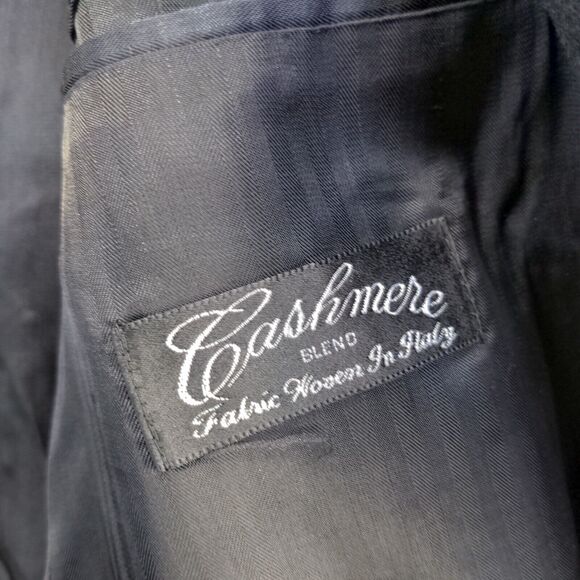 Kasper Men's Button-Up Coat Solid Black 50x48 Cashmere Blend Slit Back - Picture 13 of 16